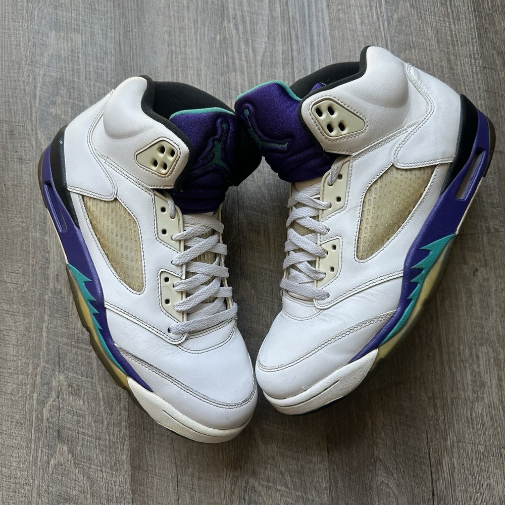 Nike Air‎ Jordan Retro 5 Grape 2013 White Purple Teal 136027-108 Mens Size 10.5